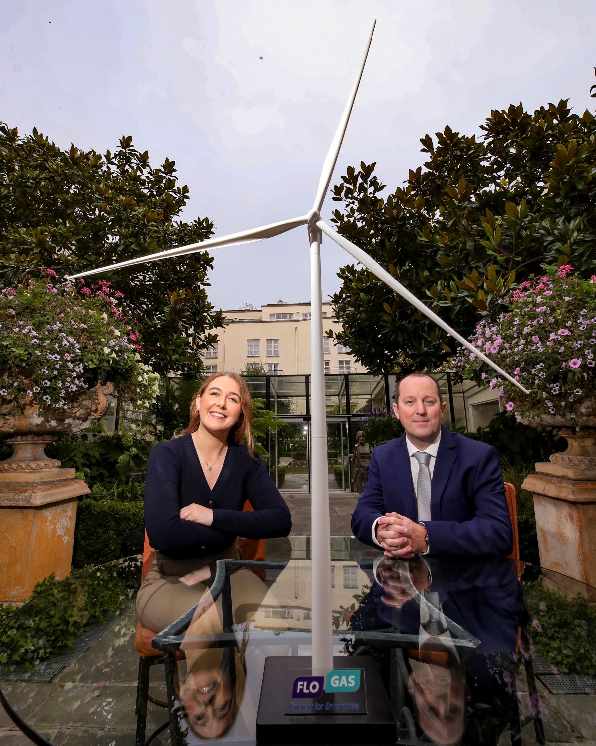 Lauren Stewart, Customer Relationship Manager at Flogas Enterprise and Gerard Mountaine, Facilities Manager at the Merrion Hotel, Dublin.