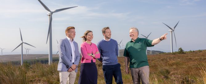 Brian McHugh, Managing Director at Vantage Towers Ireland, Amanda Nelson, CEO at Vodafone Ireland, James Temple, Renewables Manager at Flogas, Pat Brett, Director at Derrynadivva Wind Farm Ltd