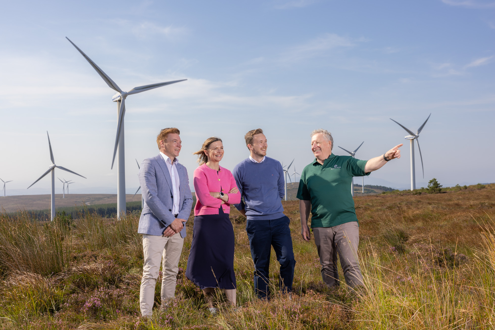 Brian McHugh, Managing Director at Vantage Towers Ireland, Amanda Nelson, CEO at Vodafone Ireland, James Temple, Renewables Manager at Flogas, Pat Brett, Director at Derrynadivva Wind Farm Ltd